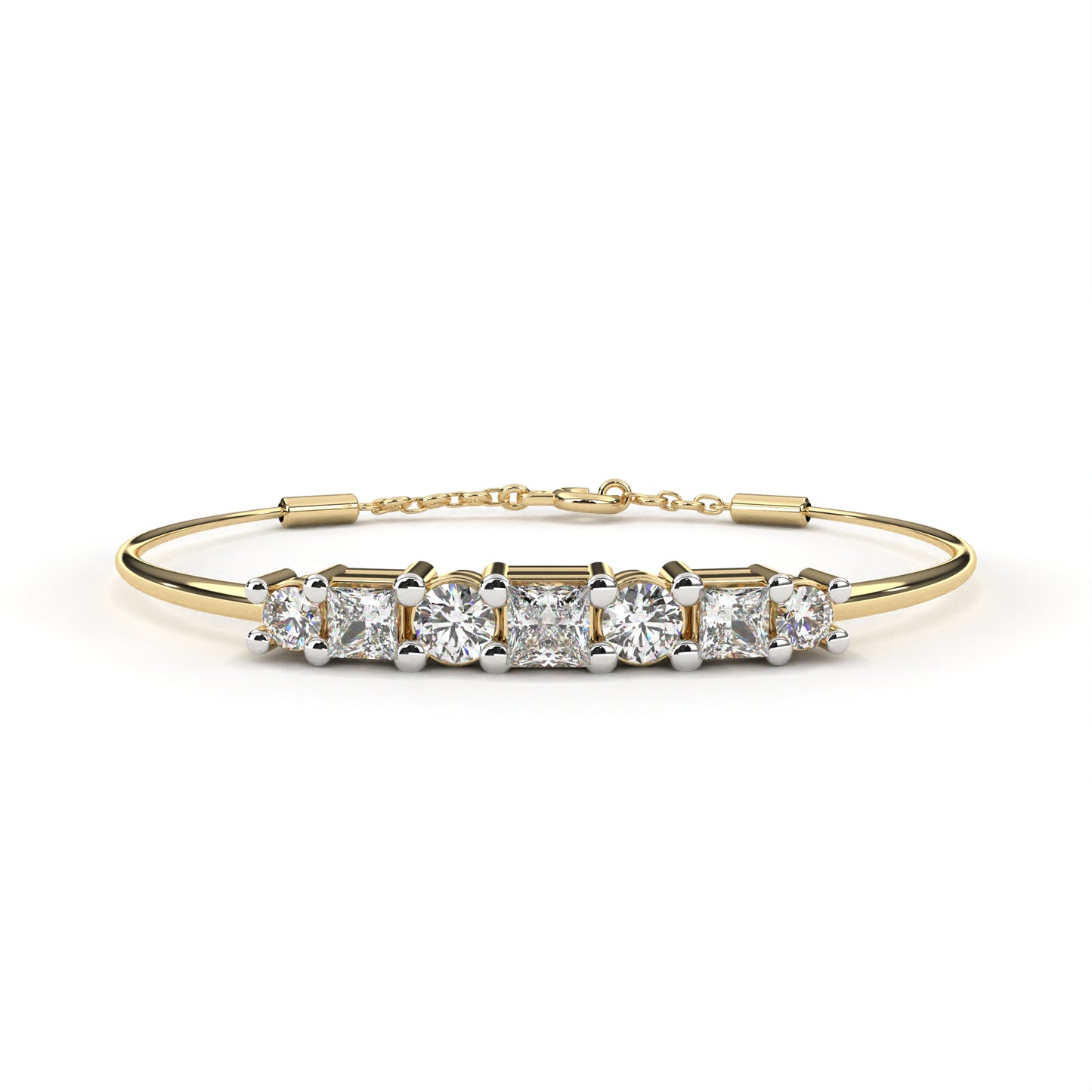 Five-Stone Mixed Cut Diamond Bangle Bracelet