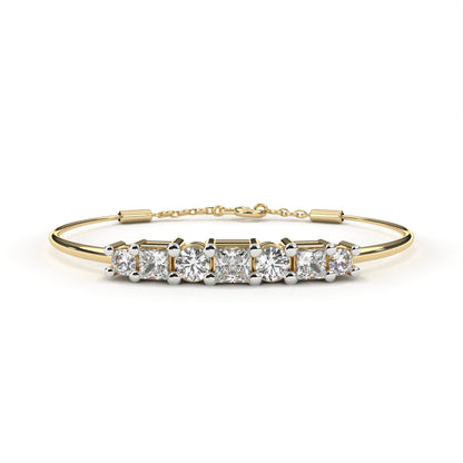 Five-Stone Mixed Cut Diamond Bangle Bracelet