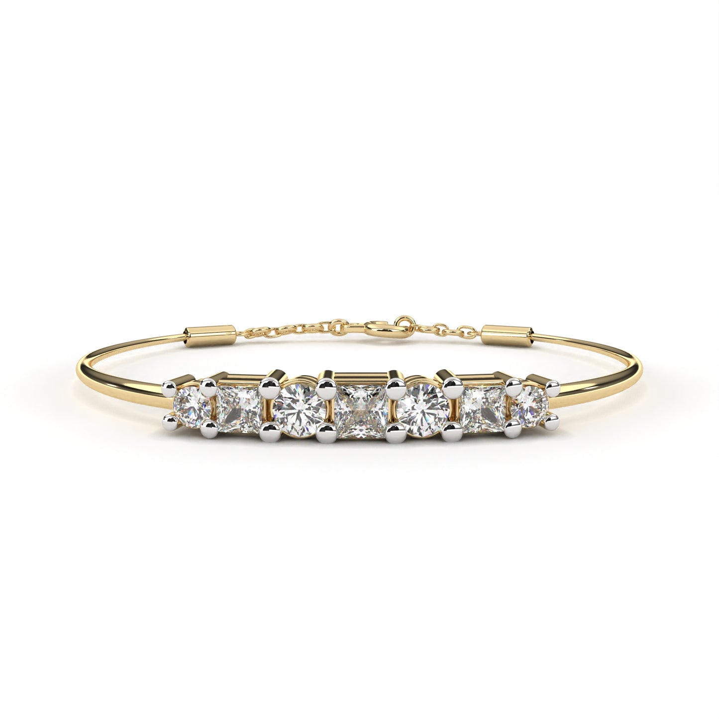 Five-Stone Mixed Cut Diamond Bangle Bracelet