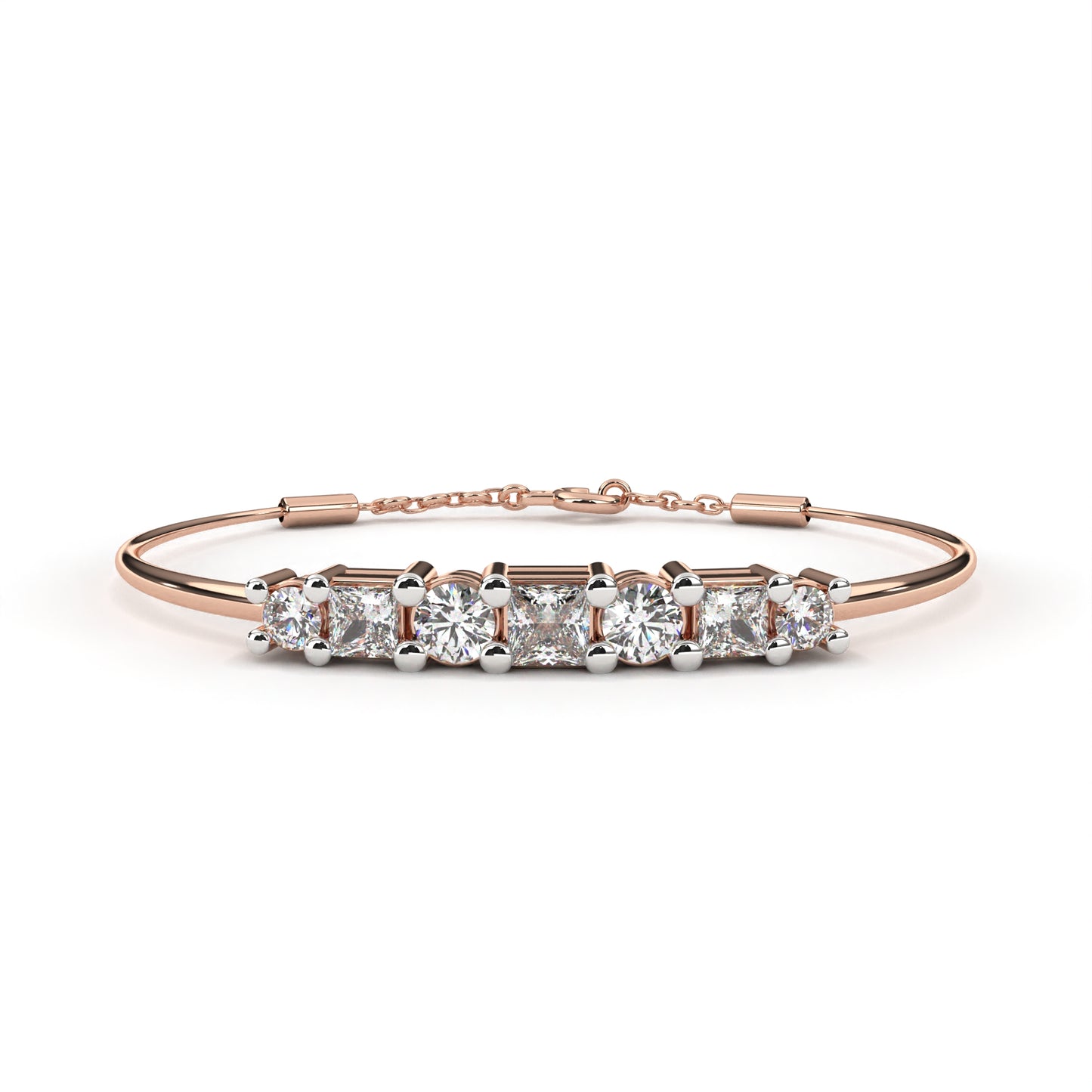 Five-Stone Mixed Cut Diamond Bangle Bracelet