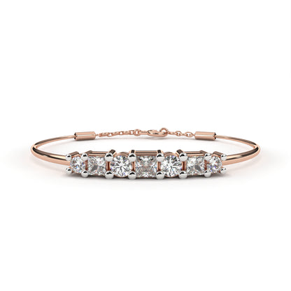 Five-Stone Mixed Cut Diamond Bangle Bracelet