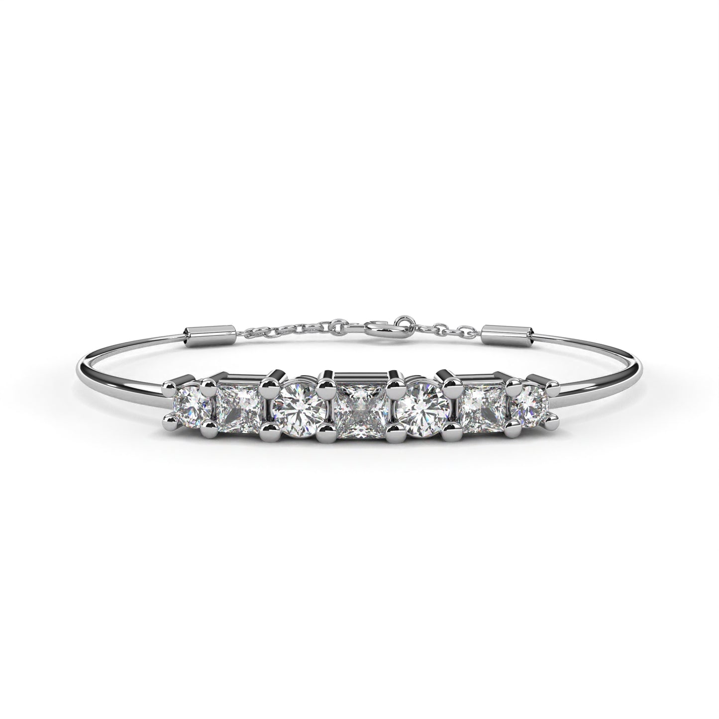 Five-Stone Mixed Cut Diamond Bangle Bracelet
