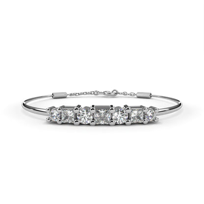 Five-Stone Mixed Cut Diamond Bangle Bracelet