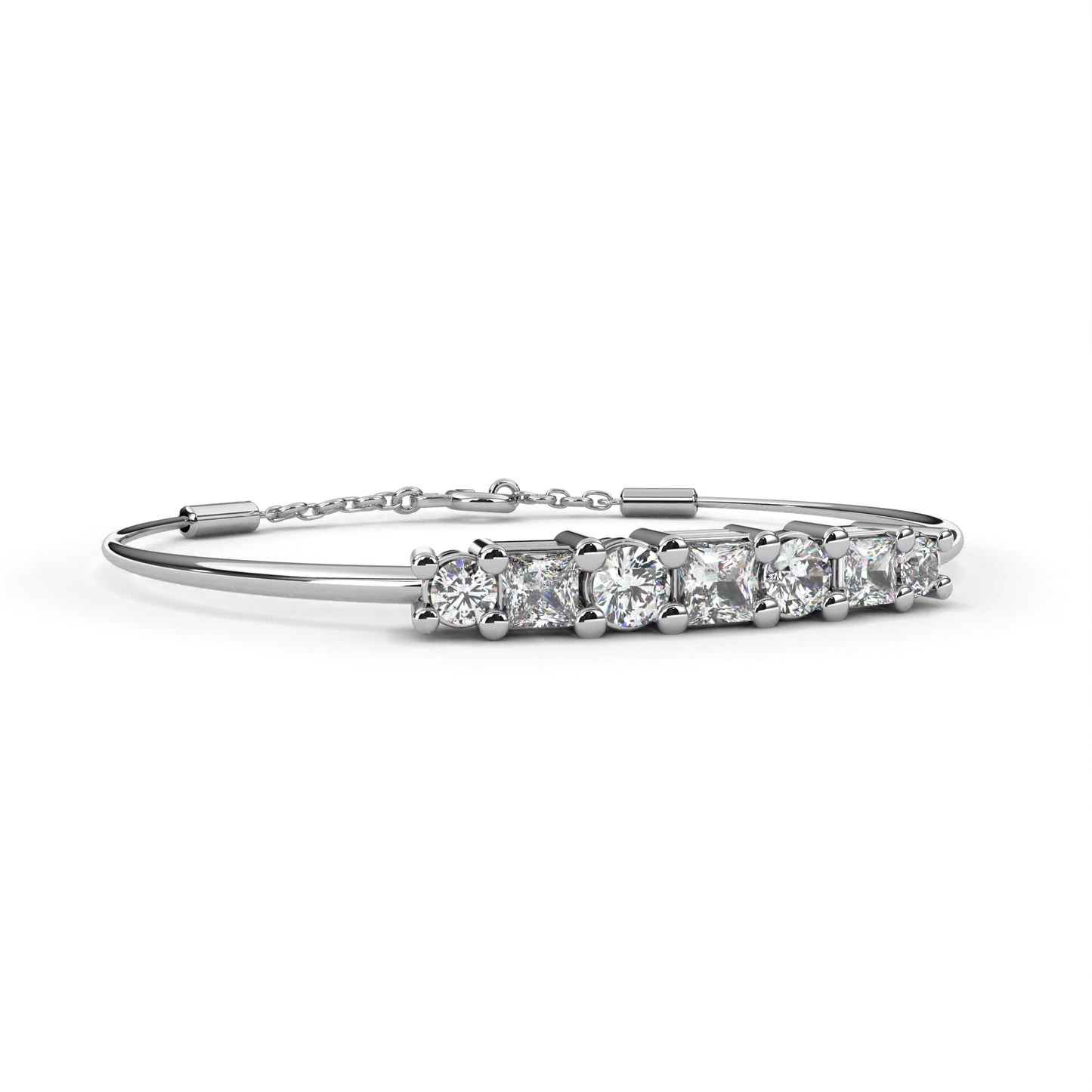 Five-Stone Mixed Cut Diamond Bangle Bracelet
