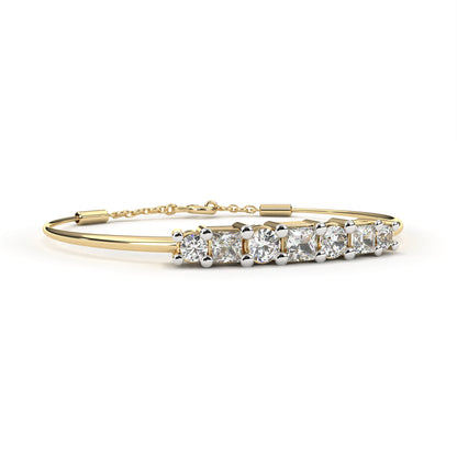 Five-Stone Mixed Cut Diamond Bangle Bracelet