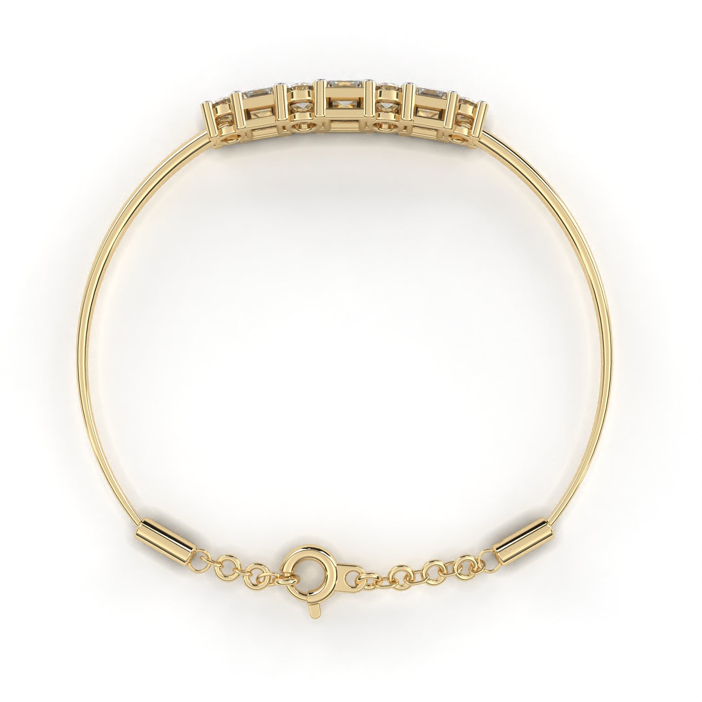Five-Stone Mixed Cut Diamond Bangle Bracelet