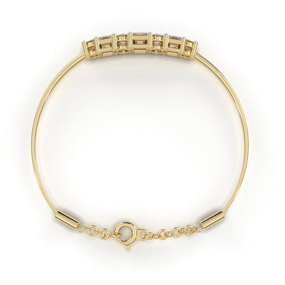 Five-Stone Mixed Cut Diamond Bangle Bracelet