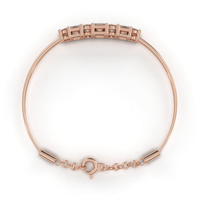 Five-Stone Mixed Cut Diamond Bangle Bracelet