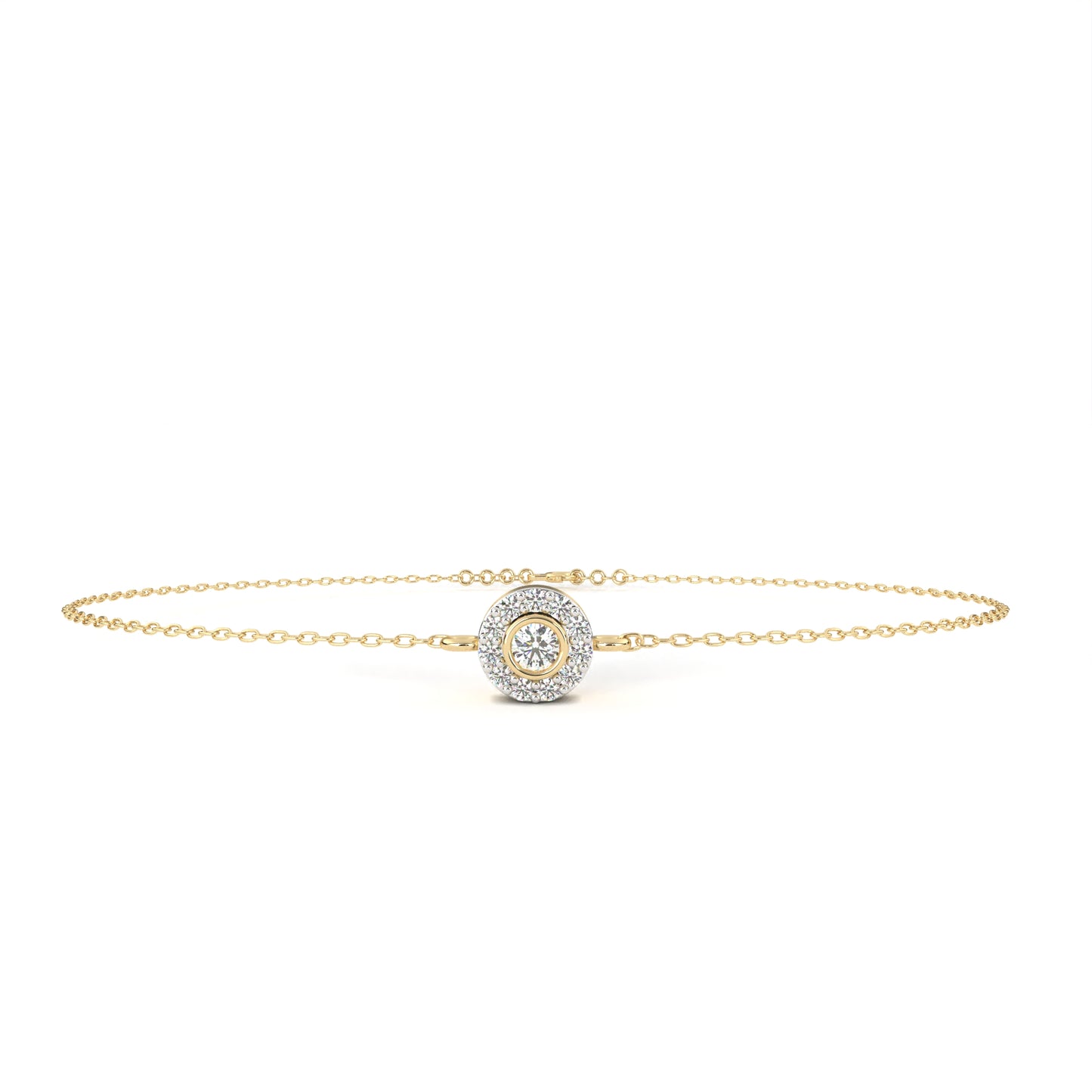 Halo Solitaire Diamond Chain Bracelet