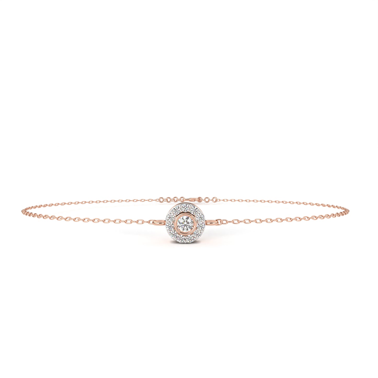 Halo Solitaire Diamond Chain Bracelet