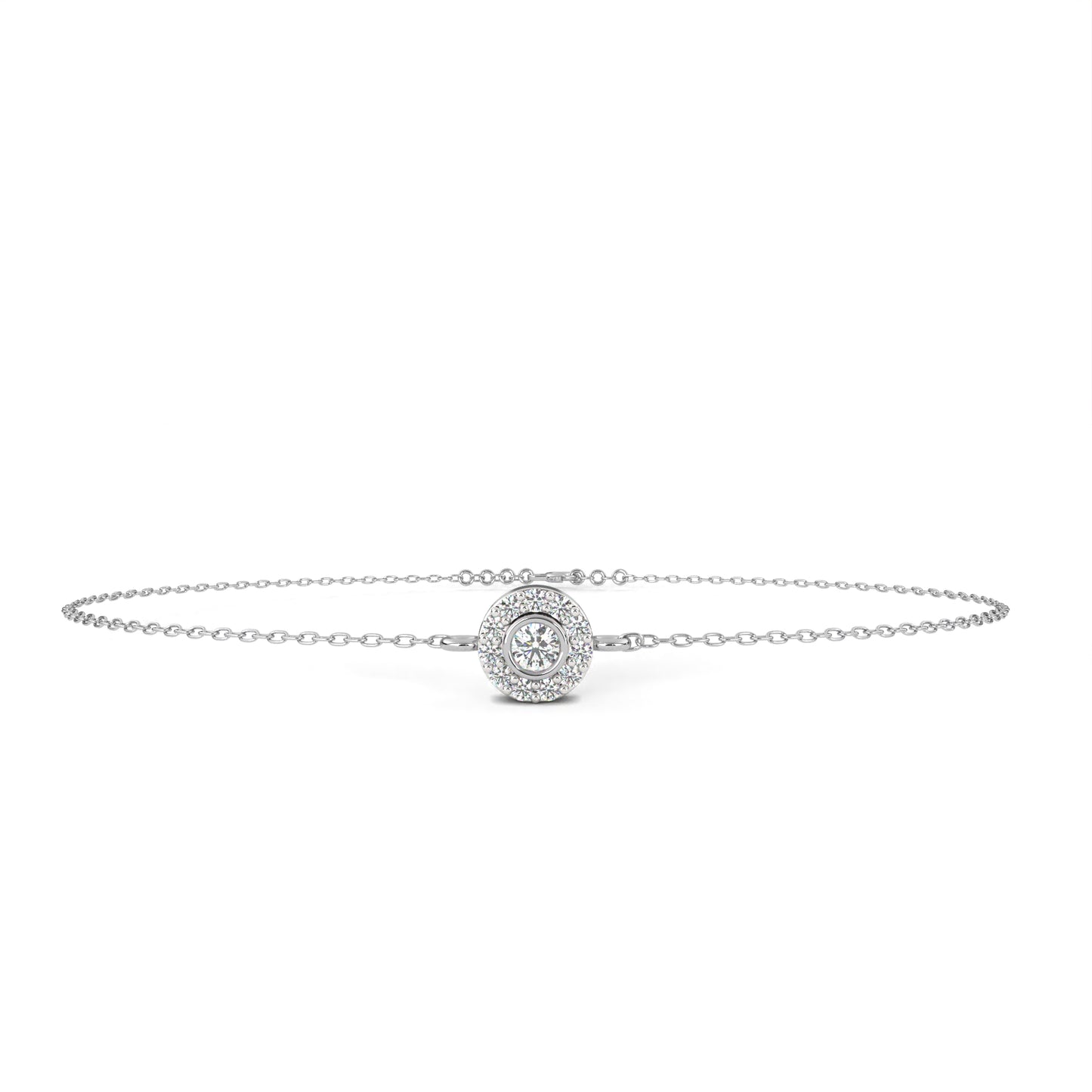 Halo Solitaire Diamond Chain Bracelet