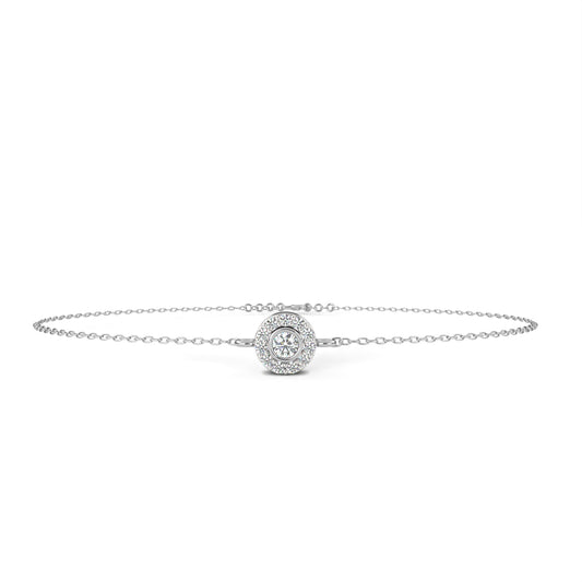 Halo Solitaire Diamond Chain Bracelet