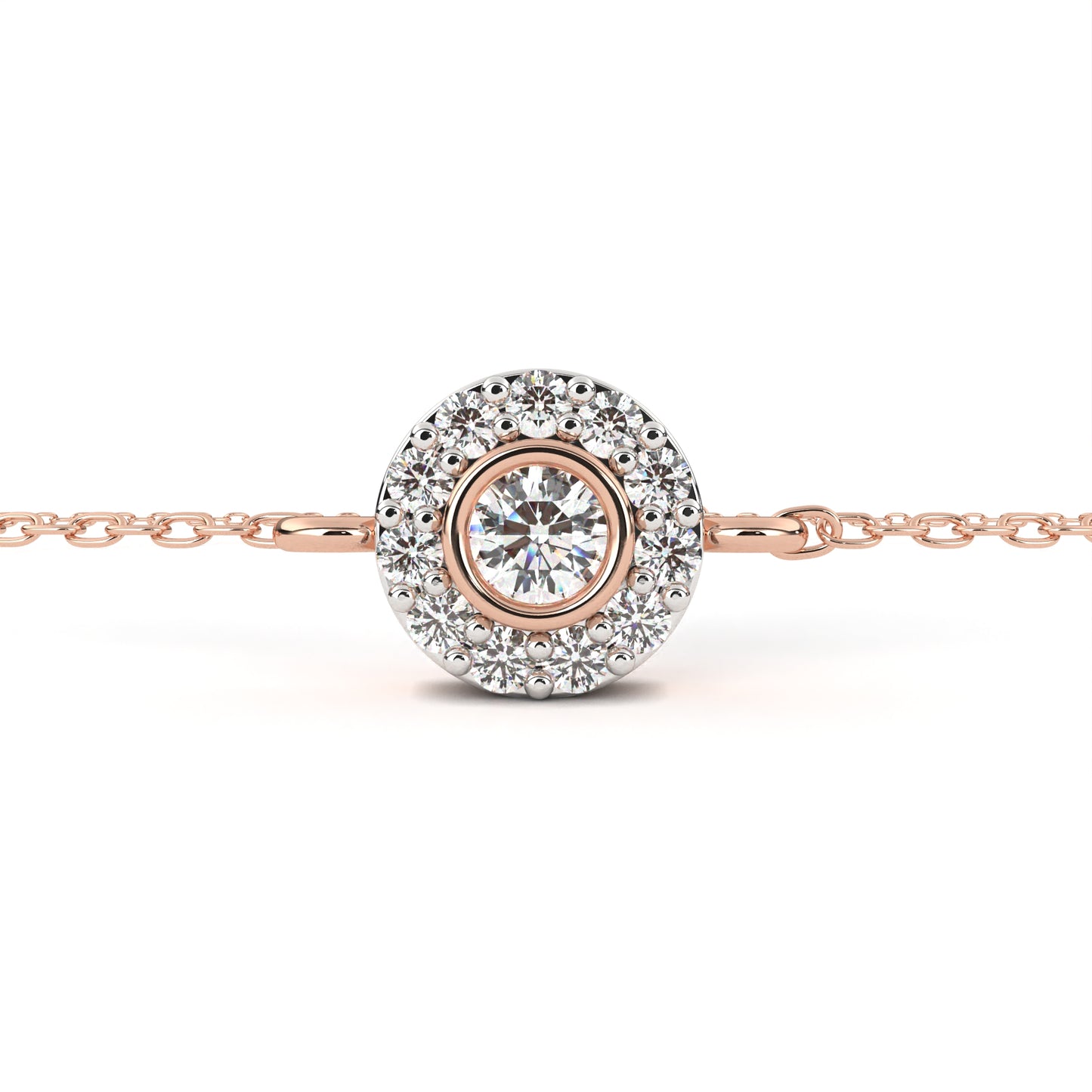 Halo Solitaire Diamond Chain Bracelet