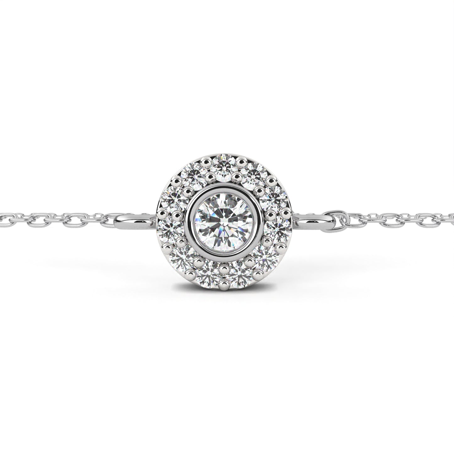 Halo Solitaire Diamond Chain Bracelet