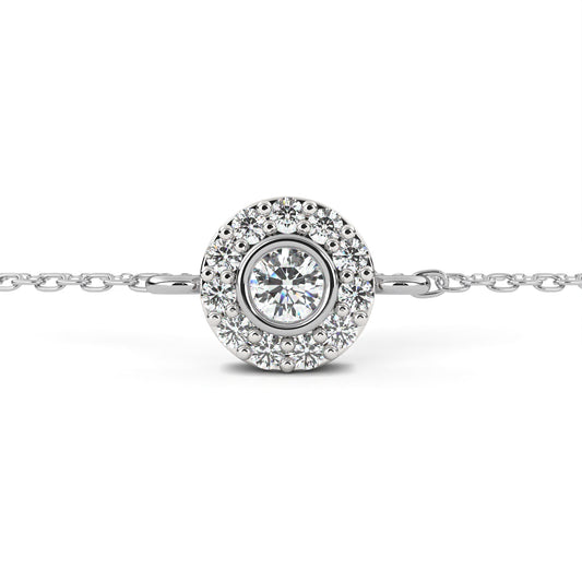 Halo Solitaire Diamond Chain Bracelet