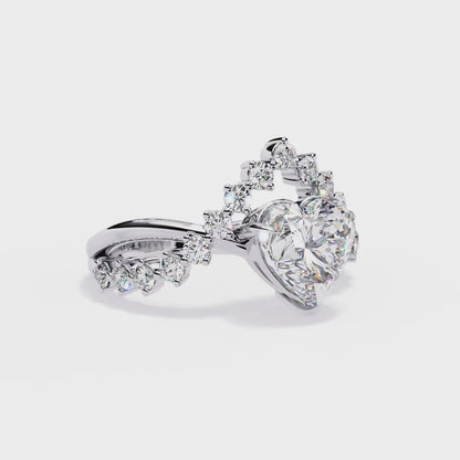Regal Heart Crown Diamond Ring