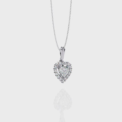 Radiant Heart Halo Diamond Necklace