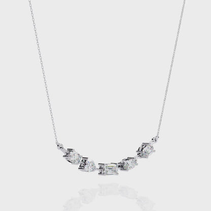 Aurora Multi-Cut Diamond Bar Necklace