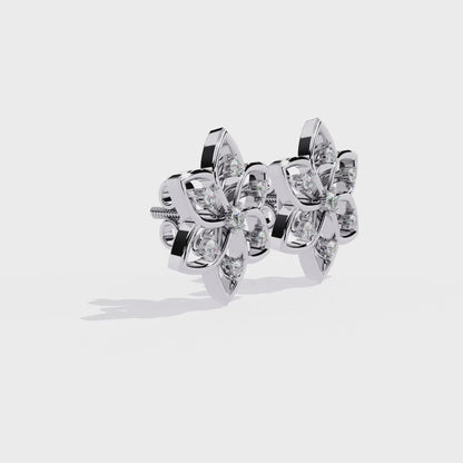 Floral Diamond Petal Stud Earrings