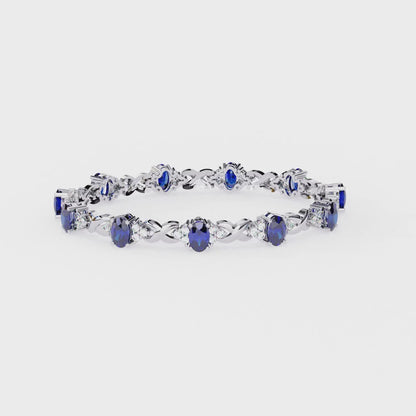 Blue Sapphire & Diamond Infinity Link Bracelet