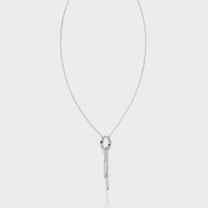 Open Circle Diamond Drop Bar Necklace