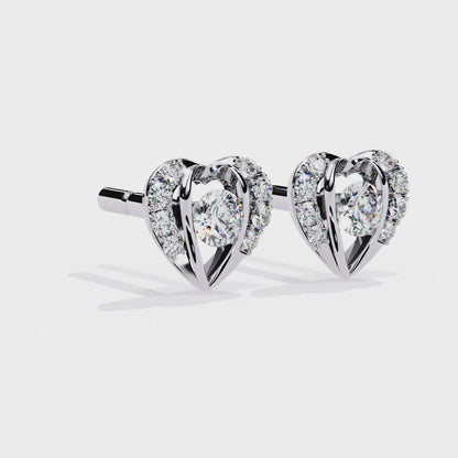 Amora Heart Diamond Stud Earrings