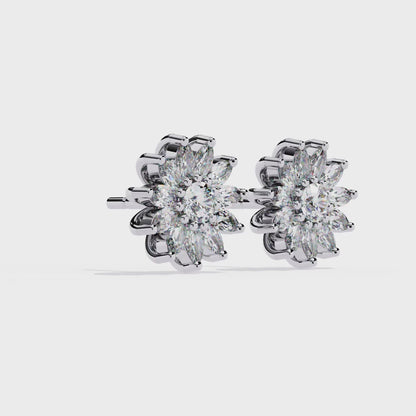 Elysia Floral Diamond Stud Earrings