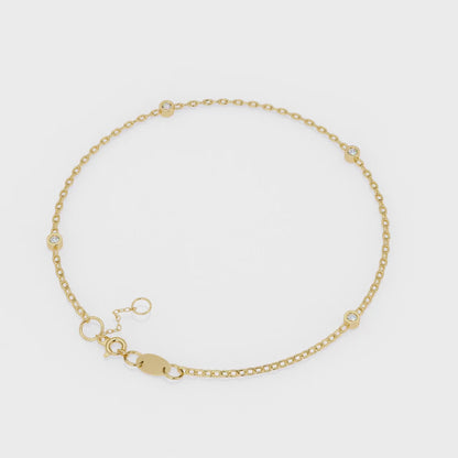 Bezel Set Diamond Station Chain Bracelet