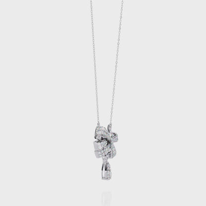 Luxe Bow Drop Diamond Necklace