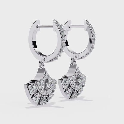 Regal Fan Diamond Hoop Earrings