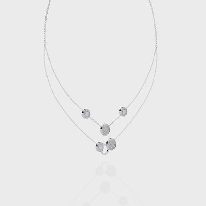 Layered Pavé Disc Drop Necklace