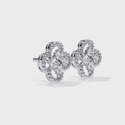 Celeste Clover Diamond Stud Earrings
