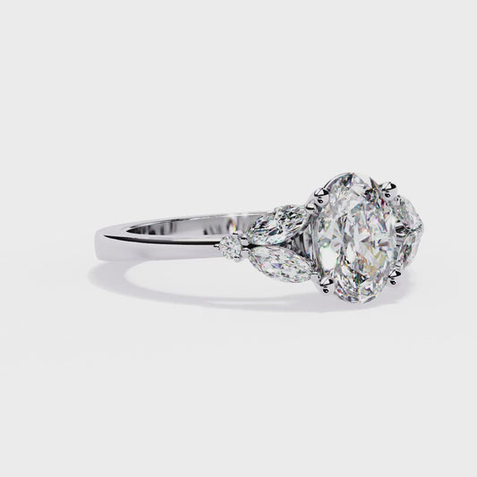 Elara Oval Bloom Diamond Ring