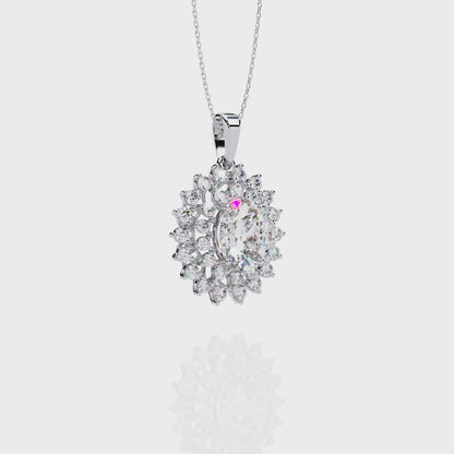 Radiant Bloom Halo Diamond Necklace