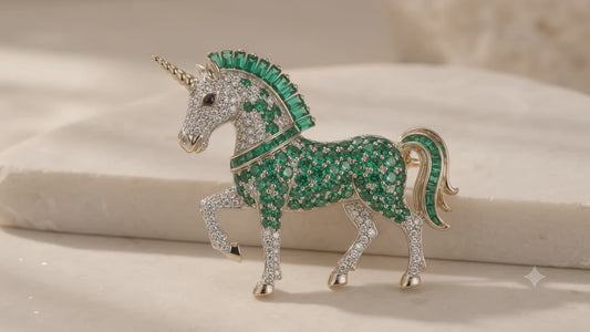 Emerald Majesty – Twin Stallion Brooch