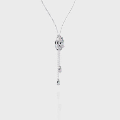 Celestial Drop Halo Diamond Necklace