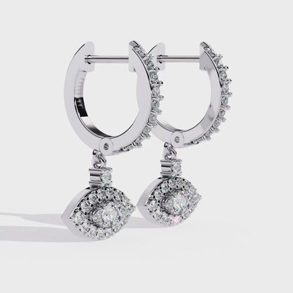 Evil Eye Halo Drop Earrings