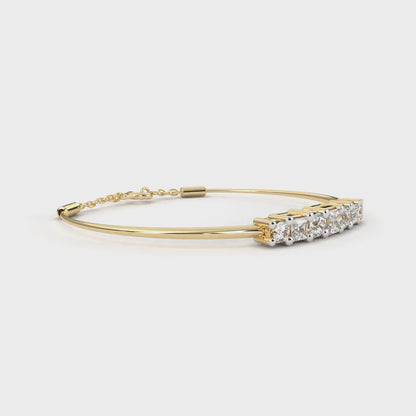 Five-Stone Mixed Cut Diamond Bangle Bracelet