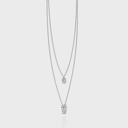 Layered Pear Cut Diamond Drop Necklace